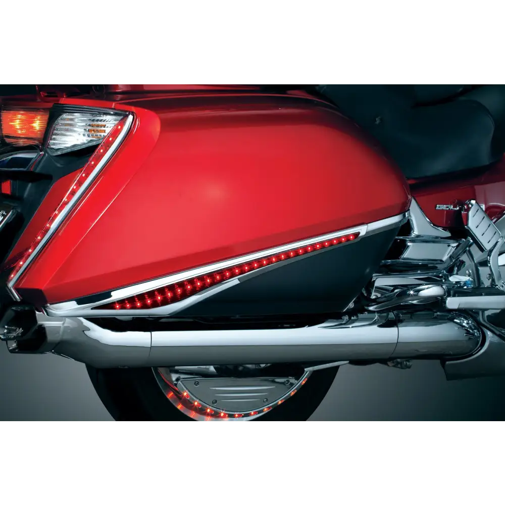 GL1800 Chrome L.E.D. Saddlebag Accent Swoops with Red Lenses