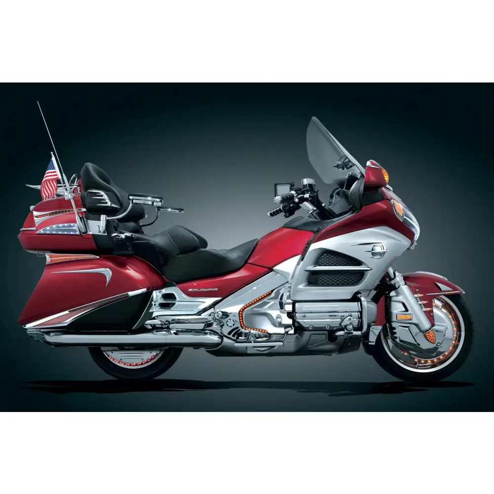 GL1800 Chrome L.E.D. Saddlebag Accent Swoops with Red Lenses