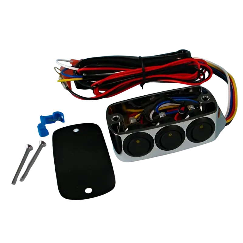 Honda Goldwing Chrome Clutch Side Switch Block with Amber LED Rocker Switches