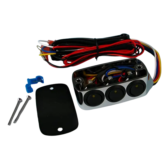 Honda Goldwing Chrome Clutch Side Switch Block with Amber LED Rocker Switches