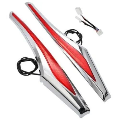 Honda Goldwing GL1800 LED Chrome Saddlebag Accent Swoops with Red Lens (2012-2017)